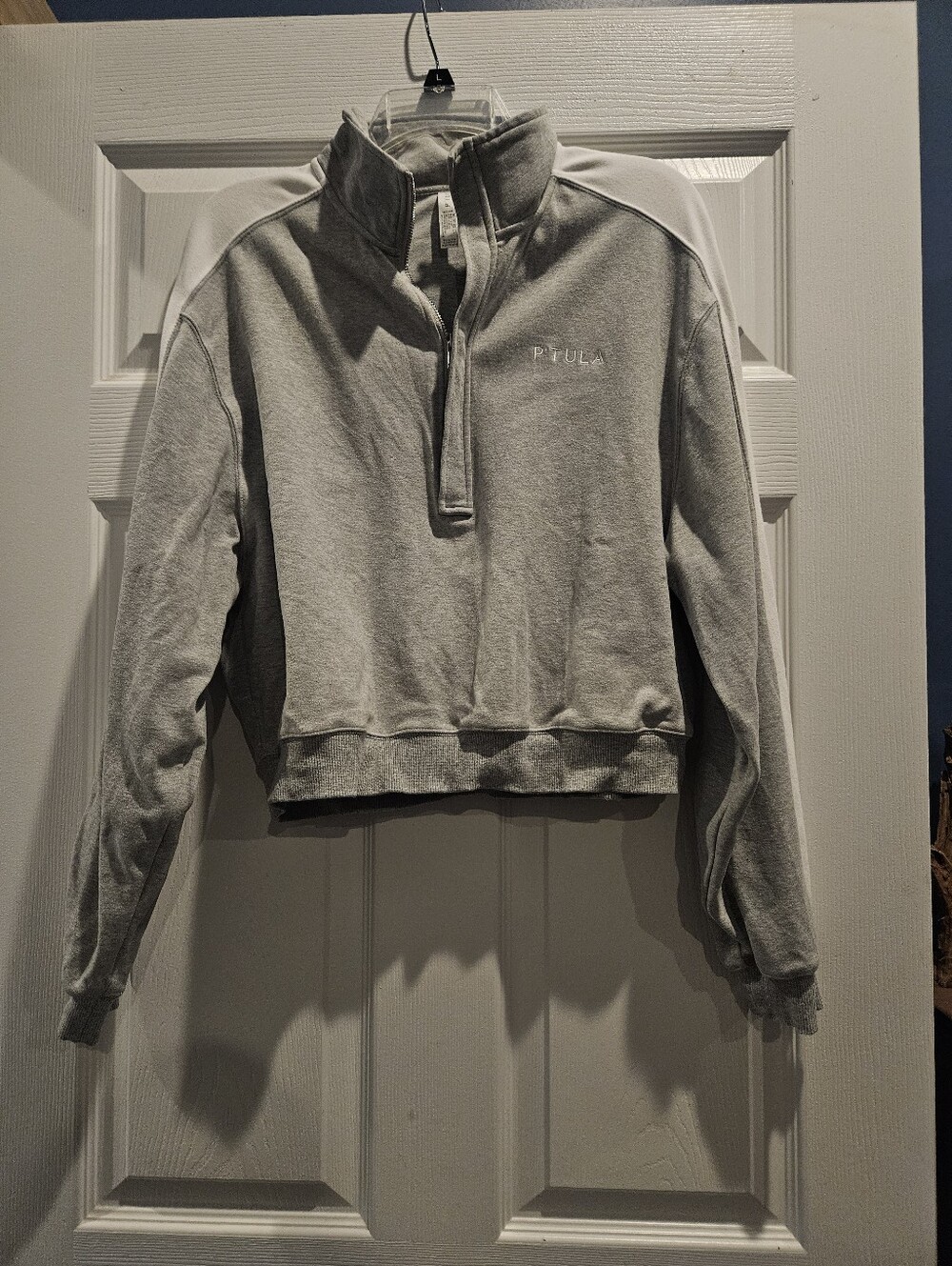P'tula Light Gray Cropped Quarter-Zip Pullover